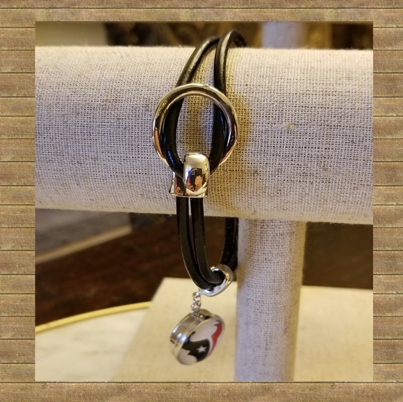 🏈Houston Texans Snap Leather Loop Bracelet - Picture 2 of 2